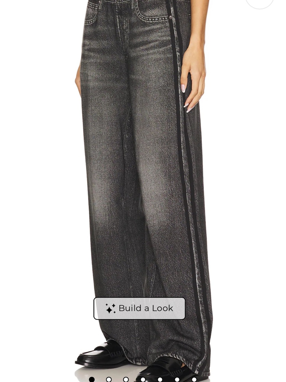 rag & bone Black Washed Wide-Leg Jeans with Side Stripes